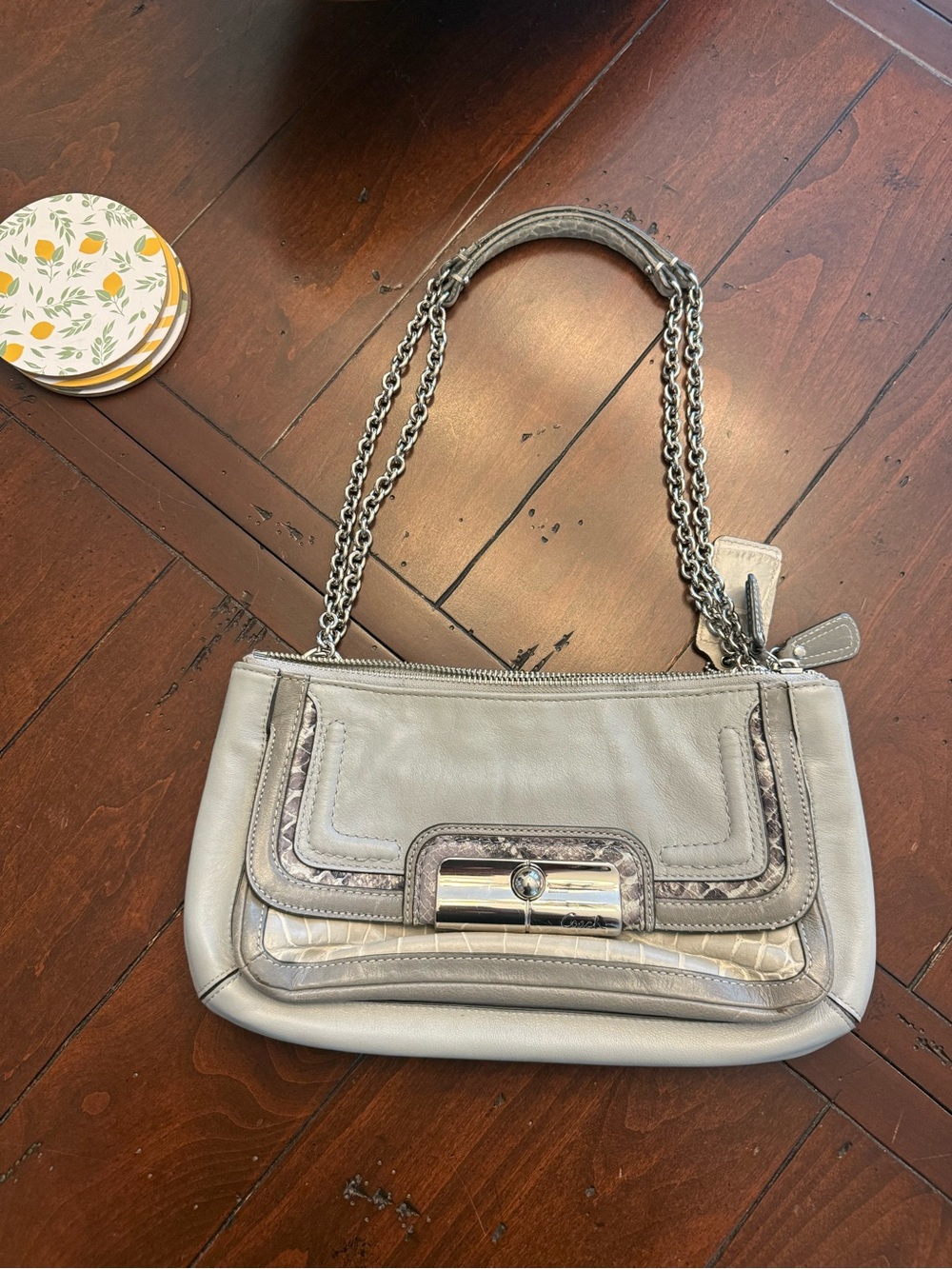 Coach y2k Kristin Willow leather snakeskin shoulder bag Used!